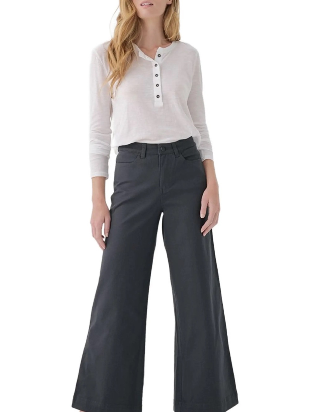 NWOT Pact organic stretch twill wide leg pant in Storm